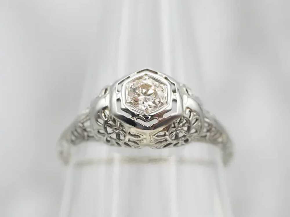 Art Deco European Cut Diamond Solitaire Engagemen… - image 4