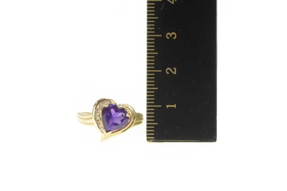 14K Heart Amethyst Diamond Accent Love Symbol Rin… - image 4