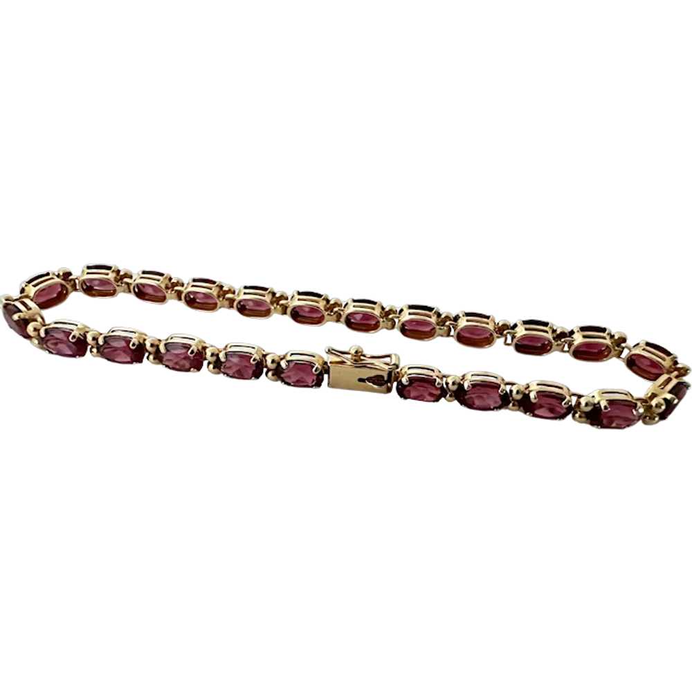 14K YG Garnet Bracelet - image 1