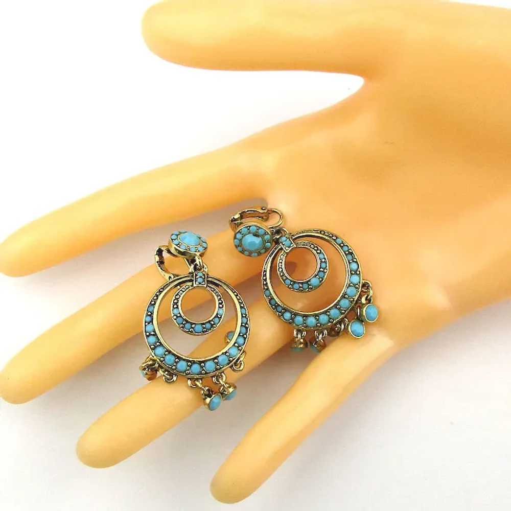 KJL Faux Turquoise Dangle of Dangles Clip Earring… - image 4