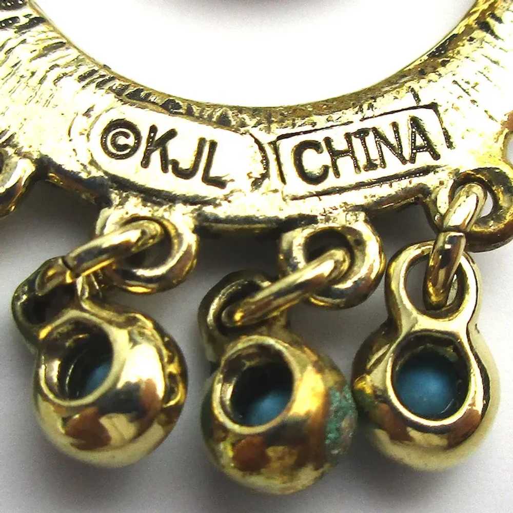 KJL Faux Turquoise Dangle of Dangles Clip Earring… - image 5