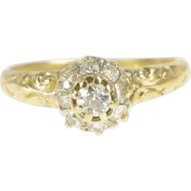 14K 1.00 Ctw Old Mine Cut Diamond Halo Engagement… - image 1