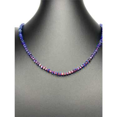 Long Necklace of Lapis Lazuli, Coral, and 14k Gold