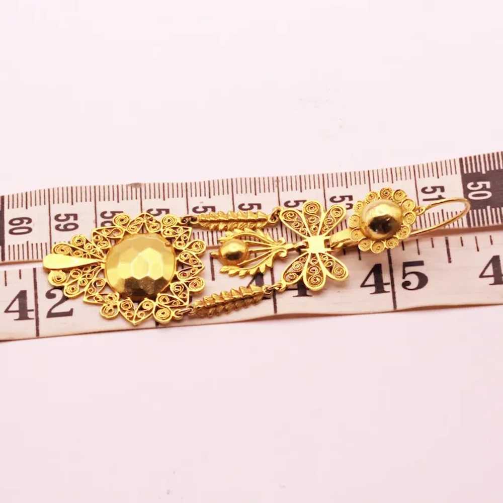 Antique Georgian Empire earrings Gold filigree Da… - image 4