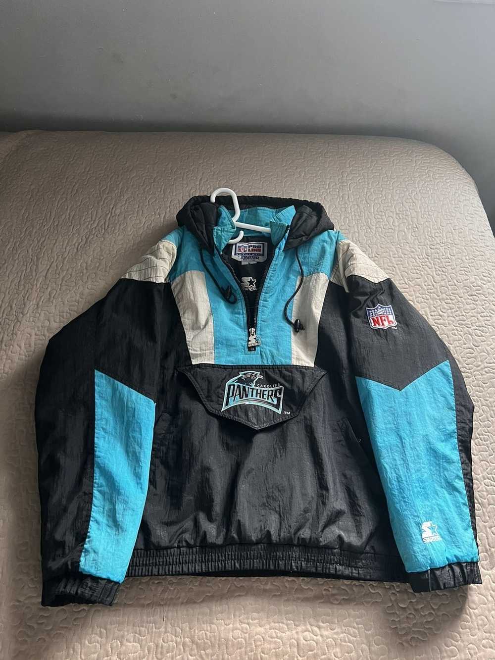 Vintage 90s Carolina Panthers Starter Full Zip Puffer Jacket 