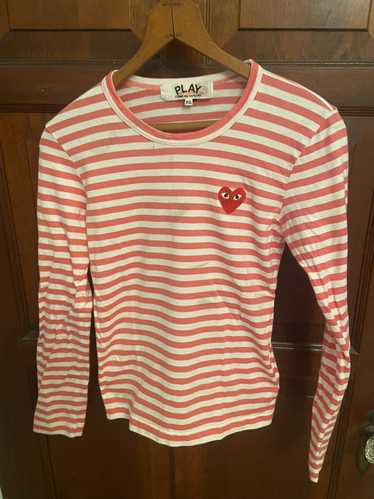 Comme des Garcons Cdg Striped heart logo tee - image 1