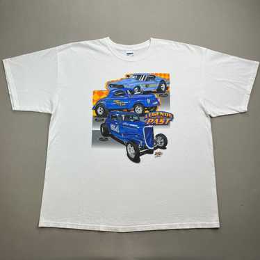 Gildan Hot Rod Car T-Shirt XXL White Blue Racing … - image 1