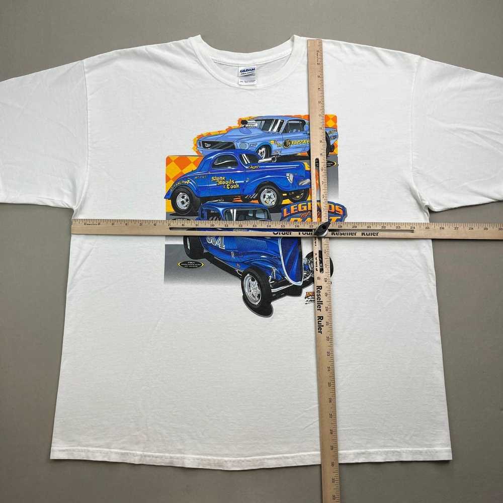 Gildan Hot Rod Car T-Shirt XXL White Blue Racing … - image 5