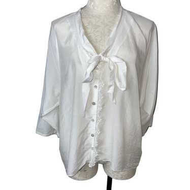 Other SAGA Womens Blouse Size Large Lace Trim Sem… - image 1