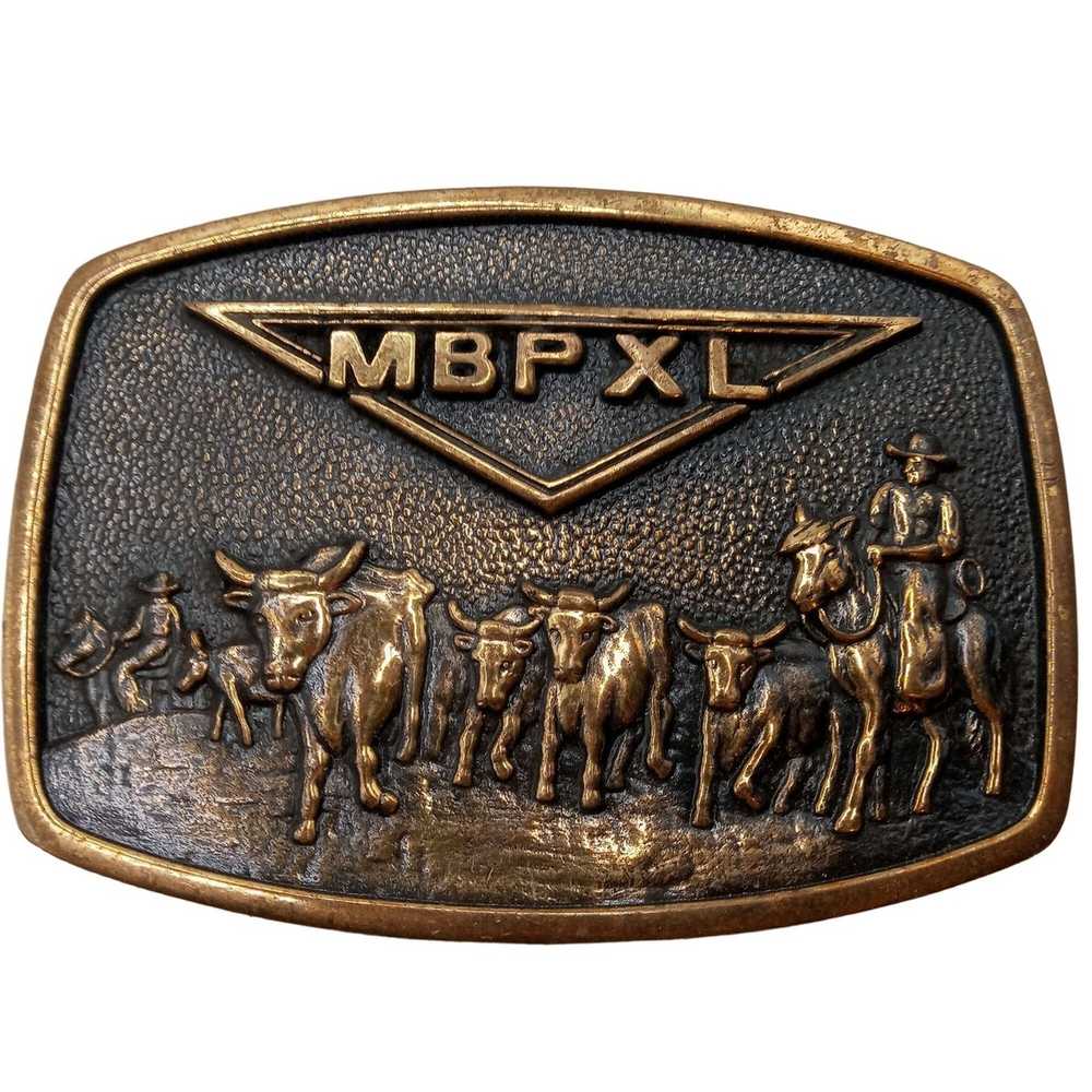 Vintage Cattle Drive Belt Buckle Excel Beef MBPXL… - image 1