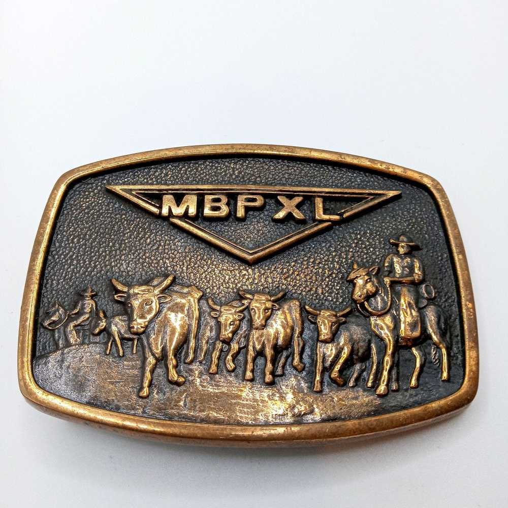 Vintage Cattle Drive Belt Buckle Excel Beef MBPXL… - image 4