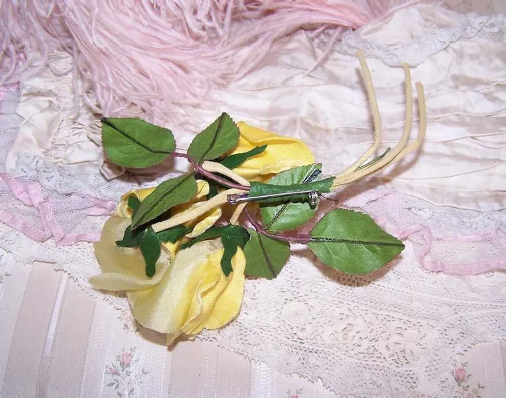 Corsage Spray of Fabric Flowers - Yellow Roses | … - image 4