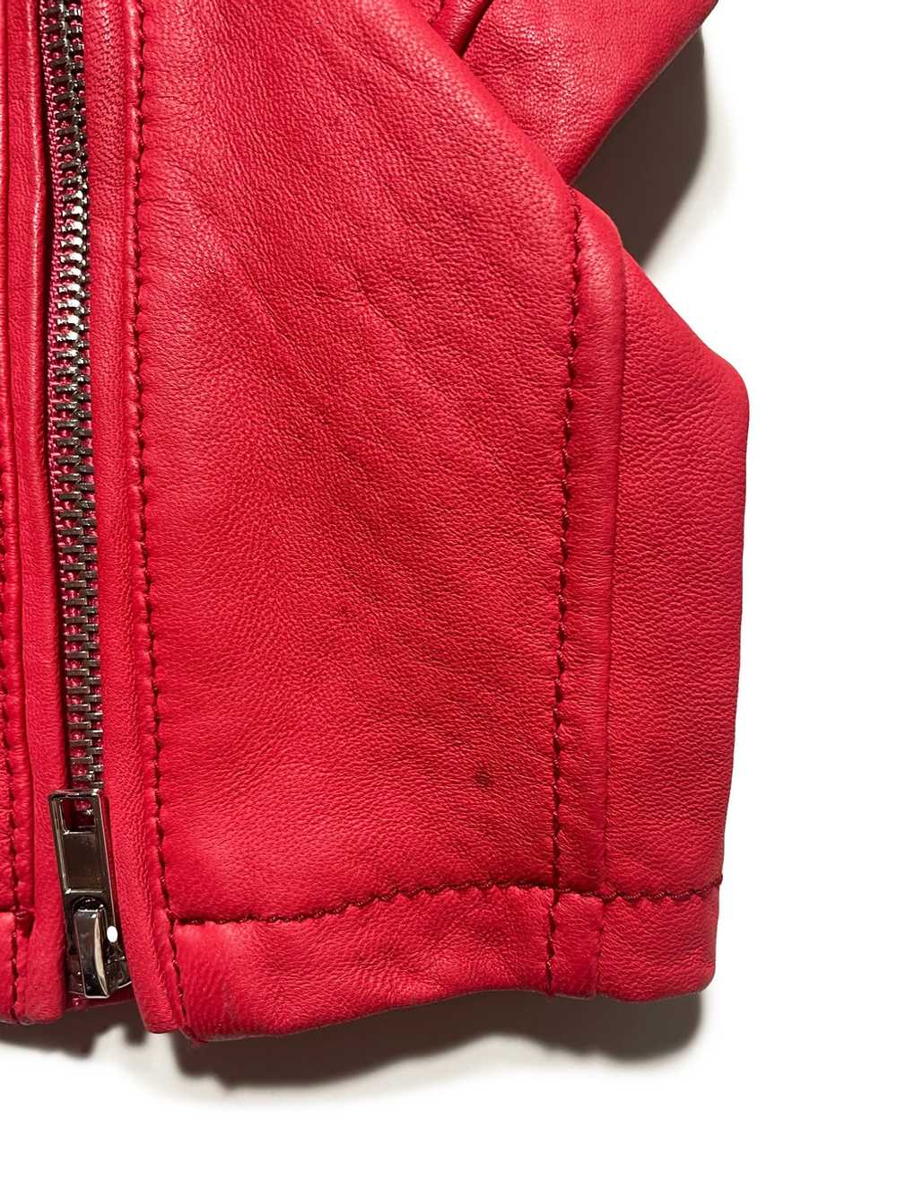 Maje Bright Red Leather Jacket UK 12 - image 4