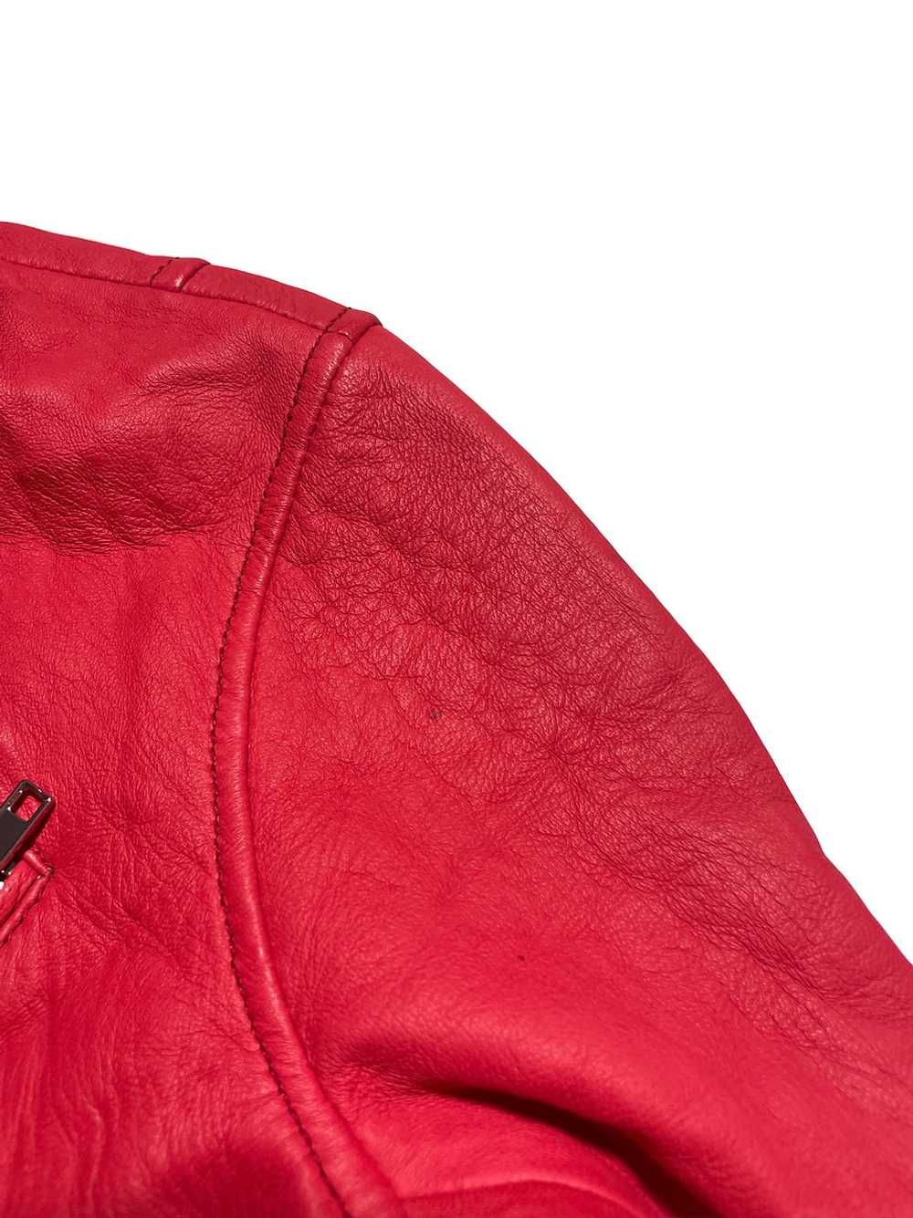 Maje Bright Red Leather Jacket UK 12 - image 5
