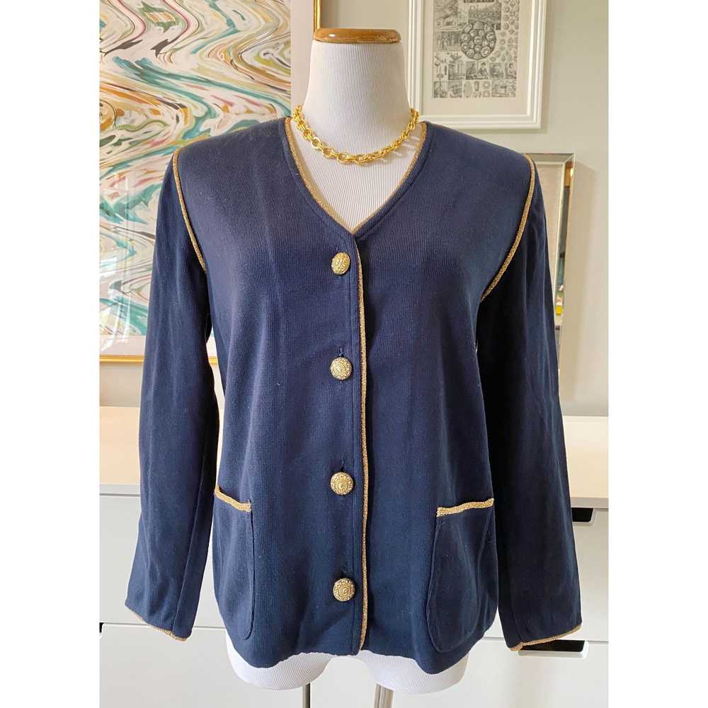 Vintage Altra Navy Blue Cardigan with Gold Accents - image 3