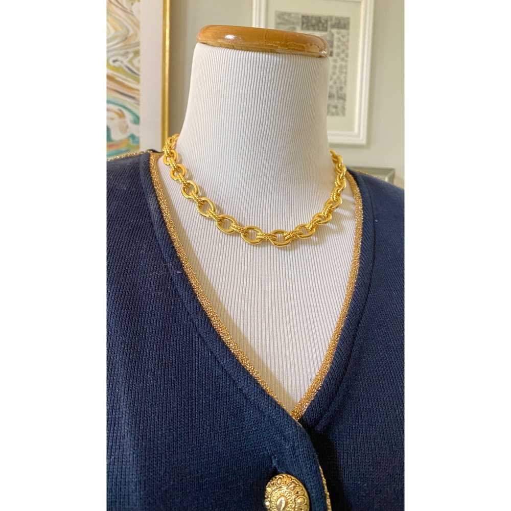 Vintage Altra Navy Blue Cardigan with Gold Accents - image 4