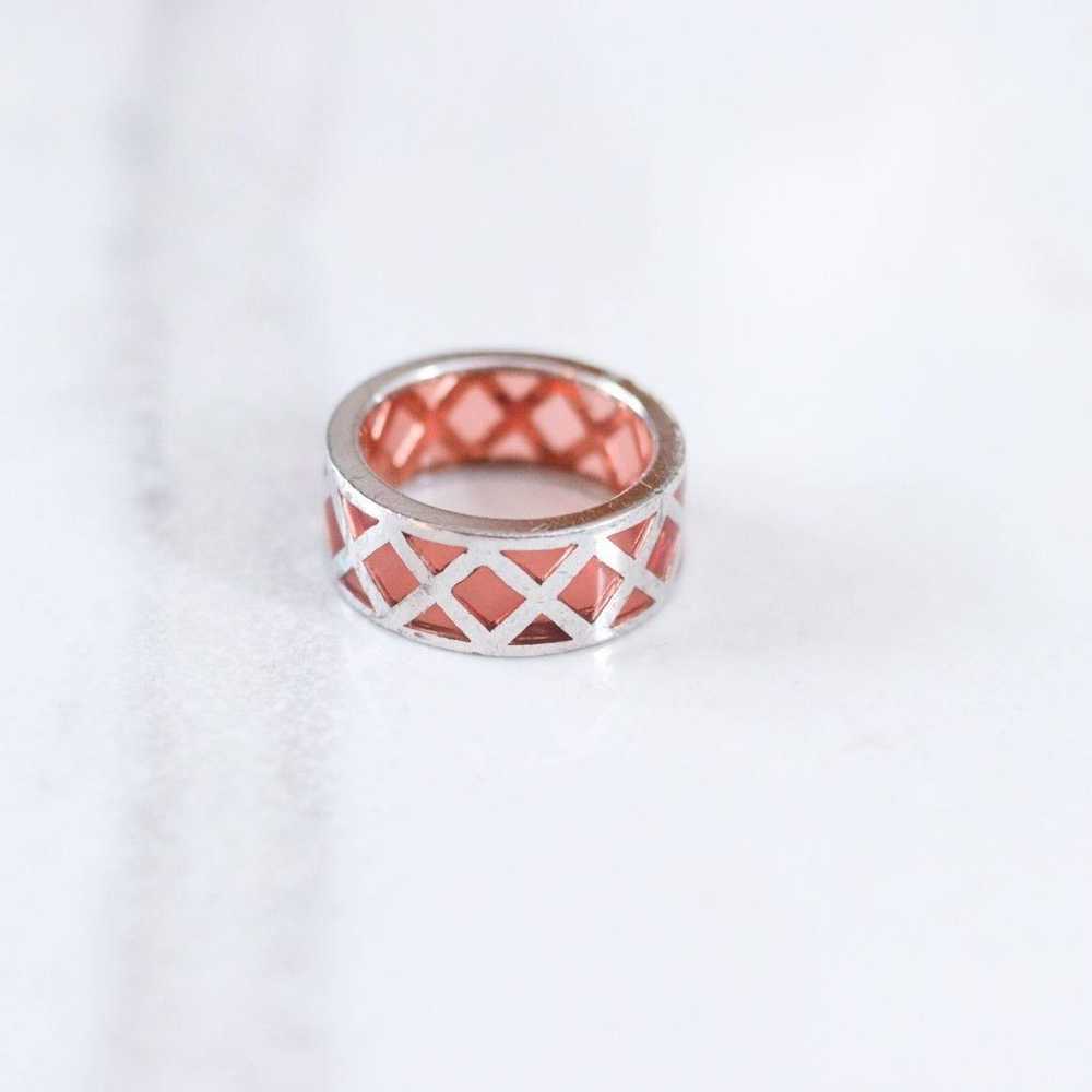 Vintage Sterling Silver and Red Crystal Ring - image 2