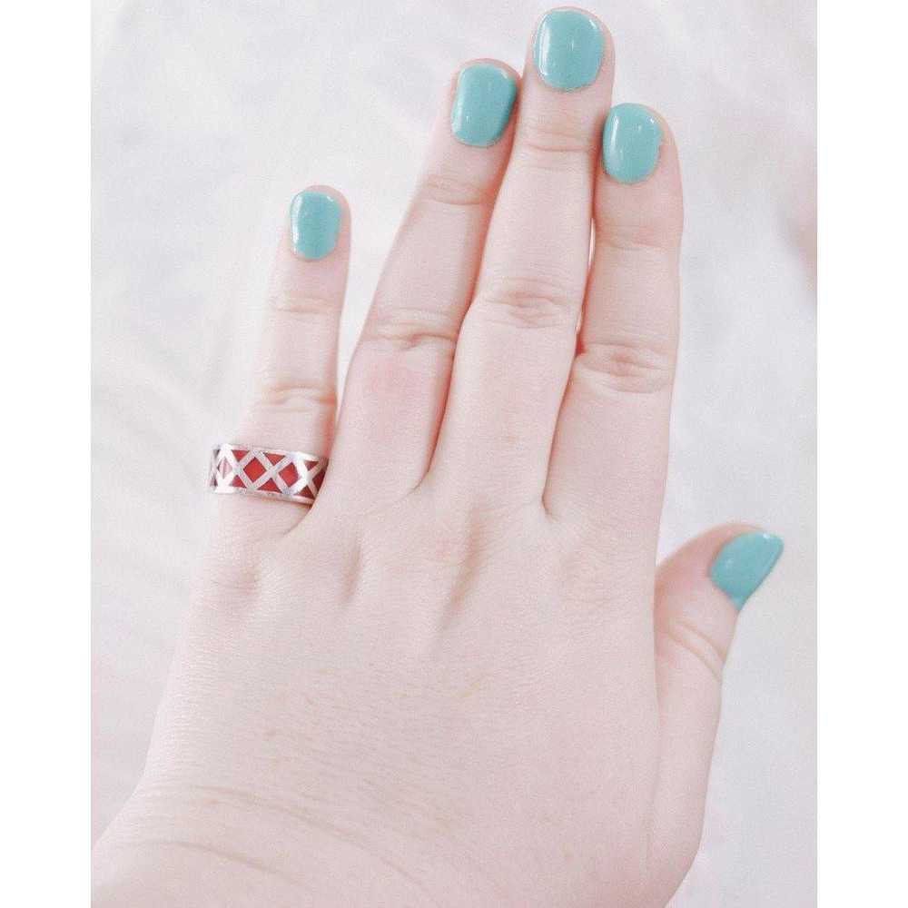 Vintage Sterling Silver and Red Crystal Ring - image 3