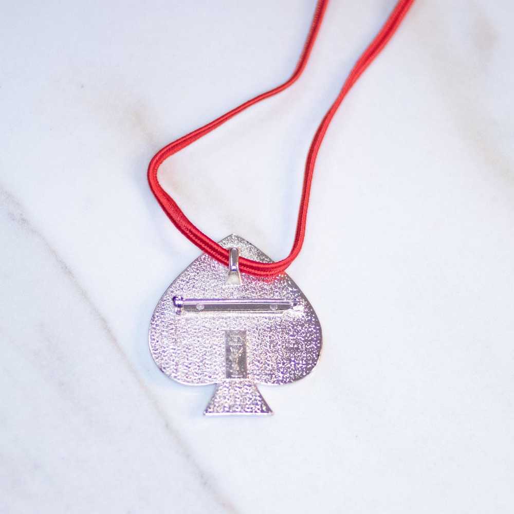 Vintage Yves Saint Laurent Red Spade Pendant Broo… - image 3