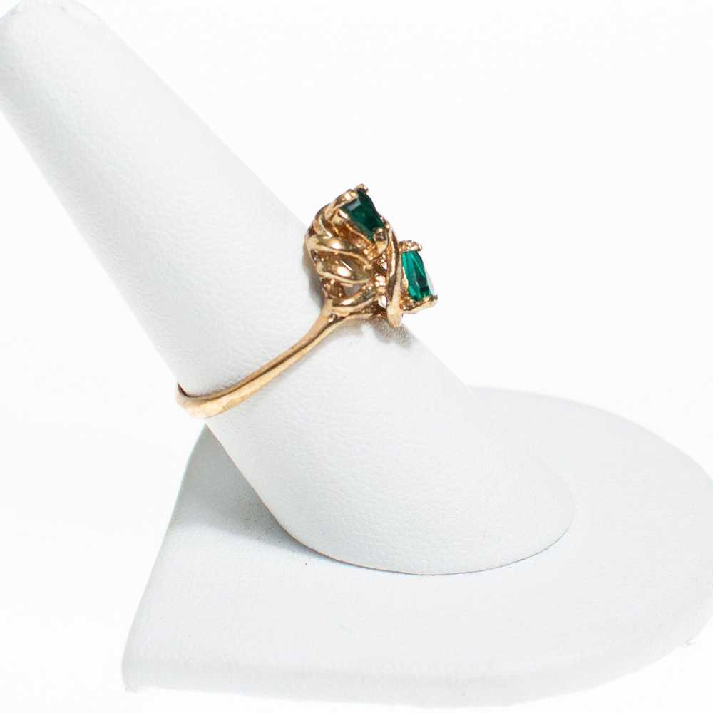 Emerald Green Pear Shaped Crystal Cocktail Ring - image 5