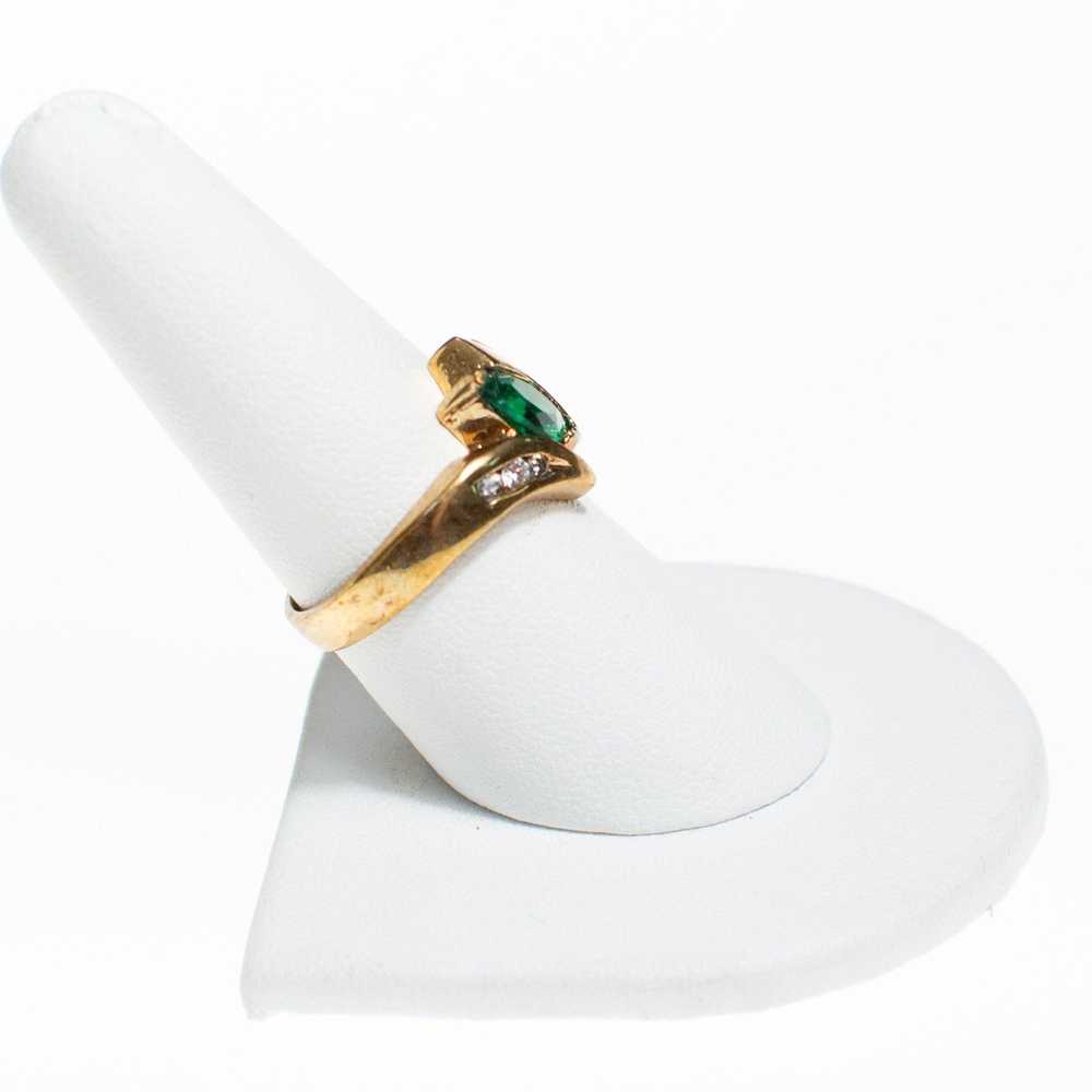 Emerald Green Crystal Statement Ring with Diamant… - image 3