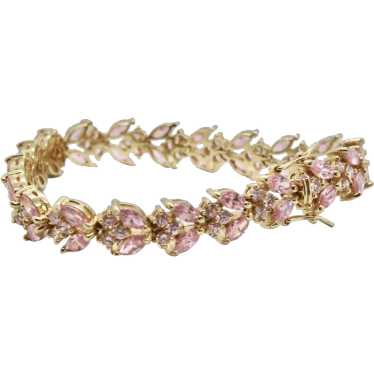 Sterling Pink & Lavender CZ Stone Bracelet~ 7" - image 1