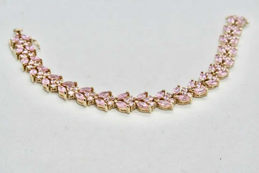 Sterling Pink & Lavender CZ Stone Bracelet~ 7" - image 3