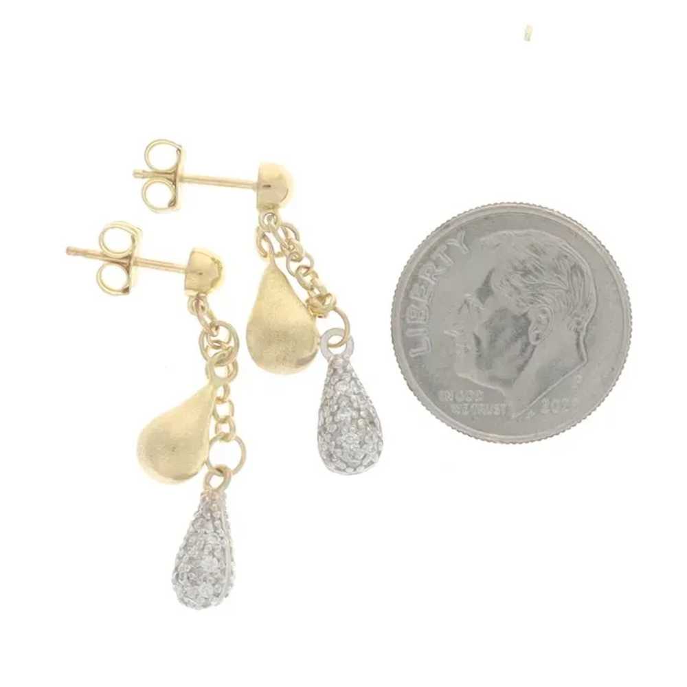 Yellow Gold Diamond Teardrop Dangle Earrings - 18… - image 3