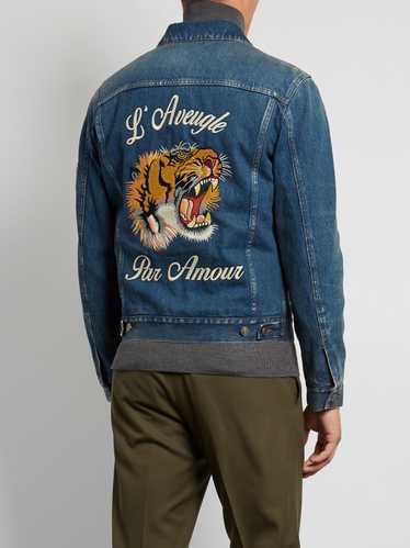 Gucci Gucci L'Aveugle Par Amour Tiger Patch Denim… - image 1