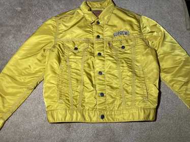 Supreme Studded Denim Trucker Jacket ❤ liked on Polyvore featuring  outerwear, jackets, denim jacket, studded jacket,…