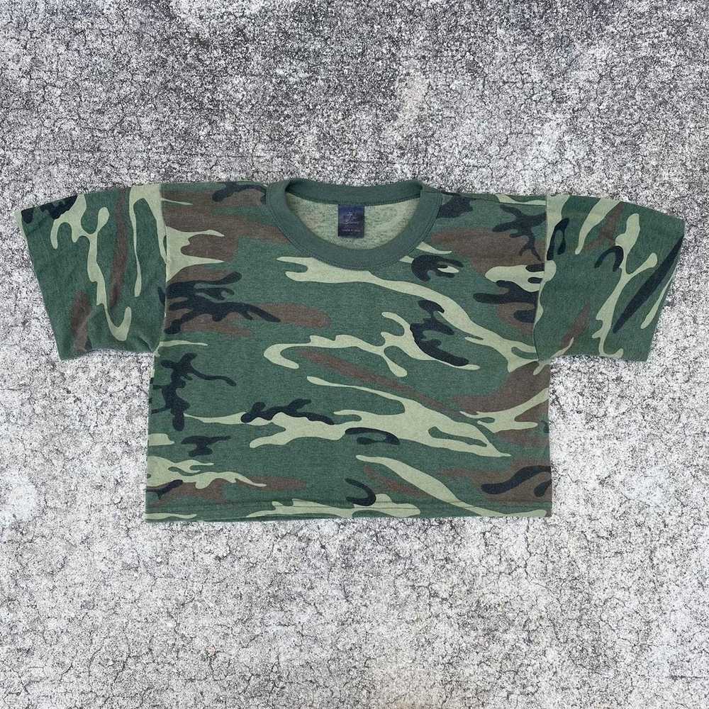 Vintage VINTAGE 1980s TEE SWING CAMOUFLAGE CROP T… - image 1