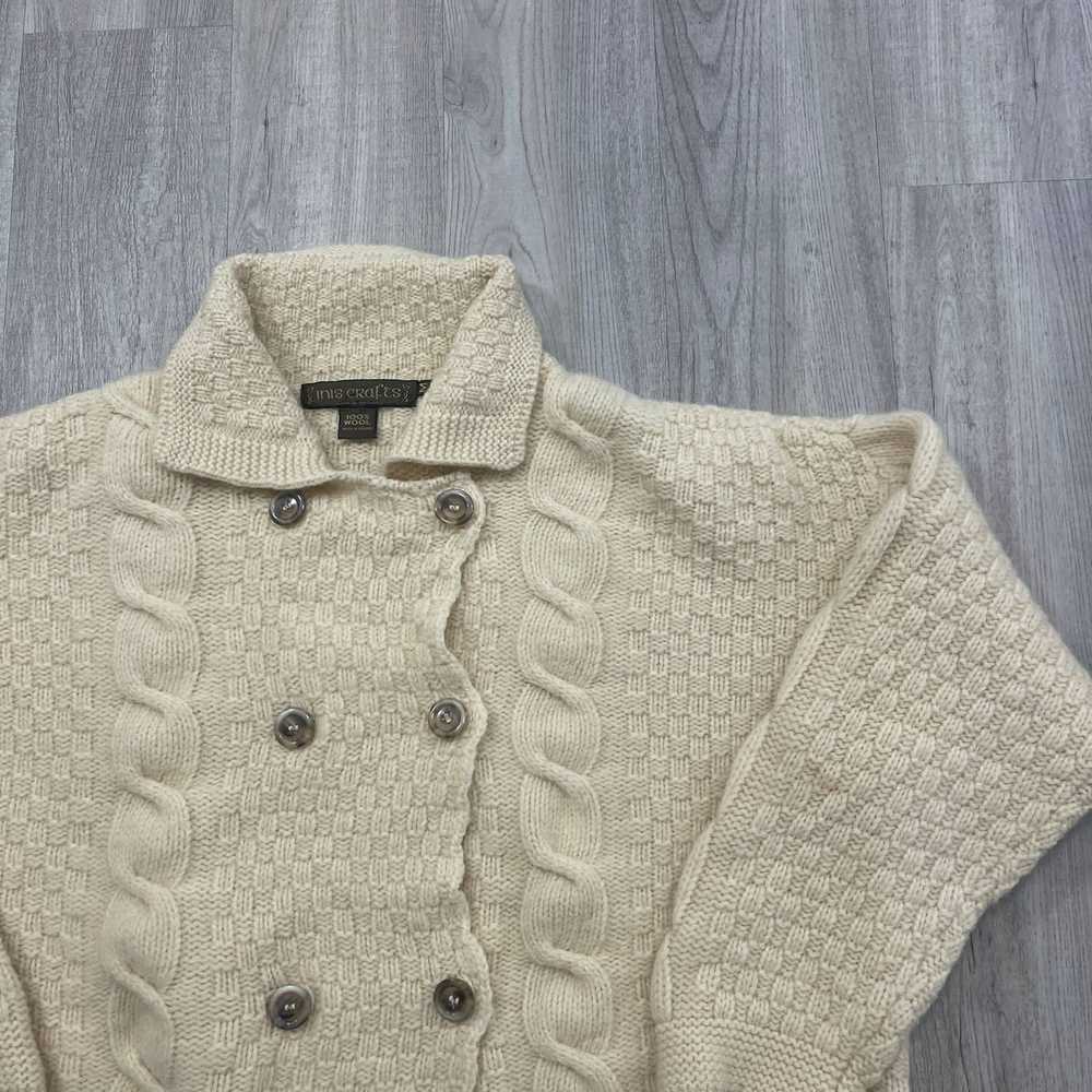 Vintage VINTAGE Inis Crafts Cream 100% Wool Knit … - image 2