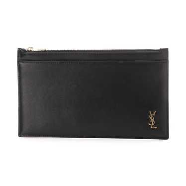 NIB YSL Yves Saint Laurent Bill Pouch Wallet In Black On Black