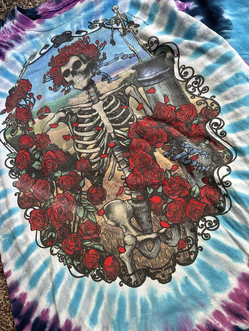 VINTAGE RARE 1995 GRATEFUL DEAD TIE DYE 30 YEARS LIQUID BLUE T SHIRT L