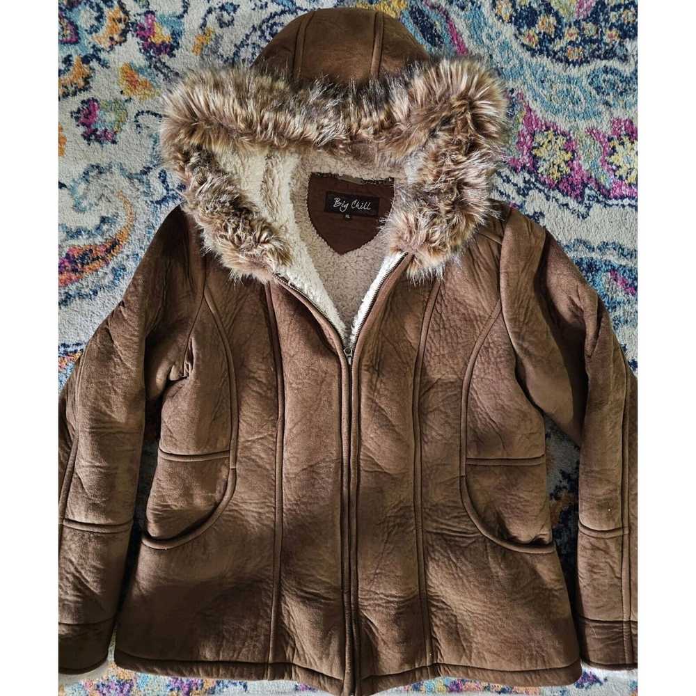 Other Big Chill Faux Suede Faux Fur Hooded Jacket… - image 1