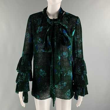 Prabal Gurung Green Black Viscose Silk Abstract f… - image 1