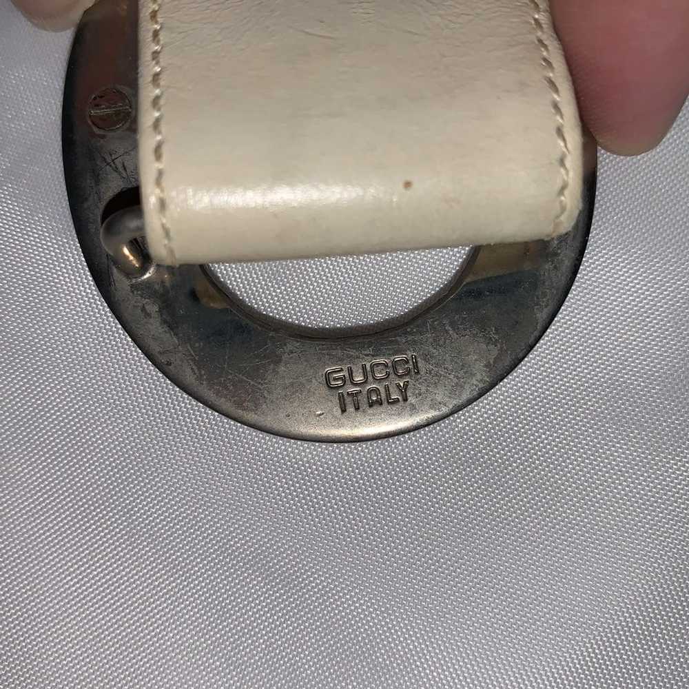 Gucci GUCCI 75cm cream calfskin LEATHER belt GG l… - image 5