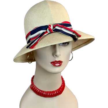60s Beige Straw Safari Style Hat by Mr. Vito - image 1