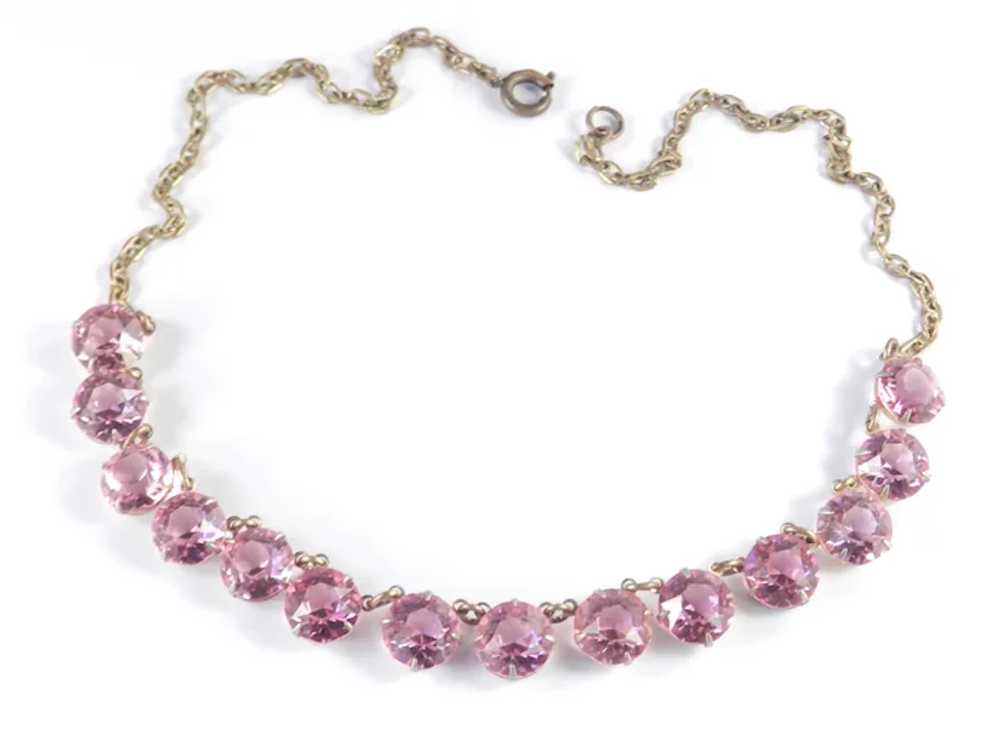 Germany Pink Crystal Glass Link Necklace - image 2