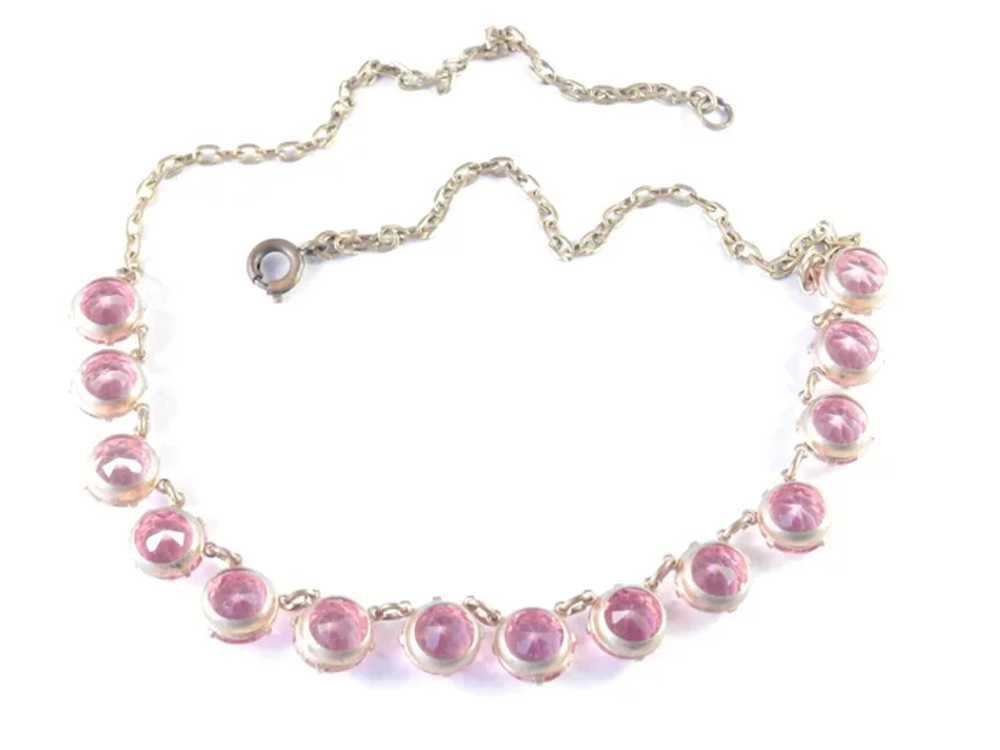 Germany Pink Crystal Glass Link Necklace - image 3