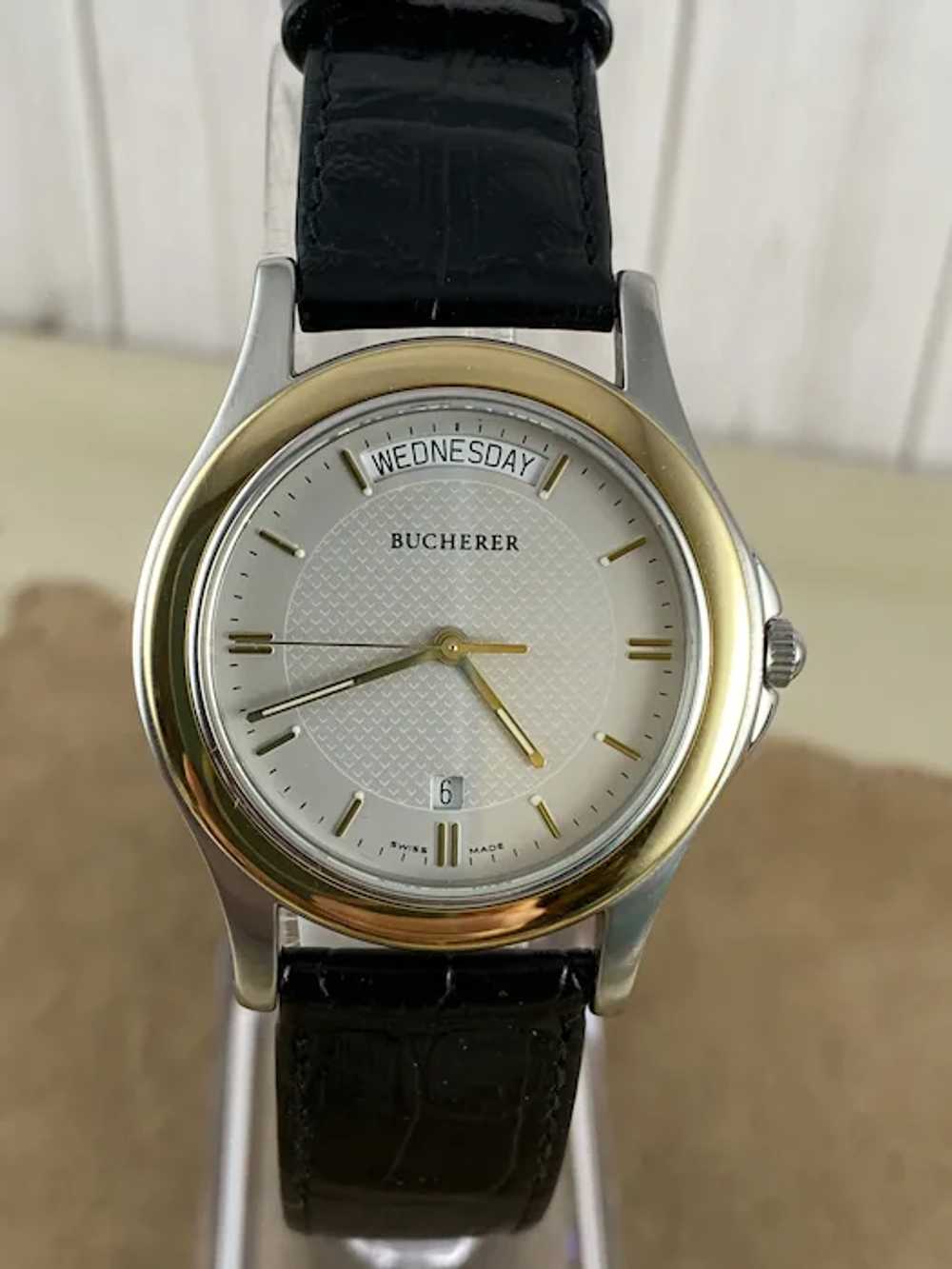 Vintage Bucherer 2 Tone 18K Gold Plated Gold Beze… - image 2