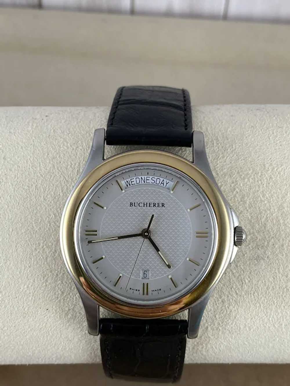 Vintage Bucherer 2 Tone 18K Gold Plated Gold Beze… - image 3