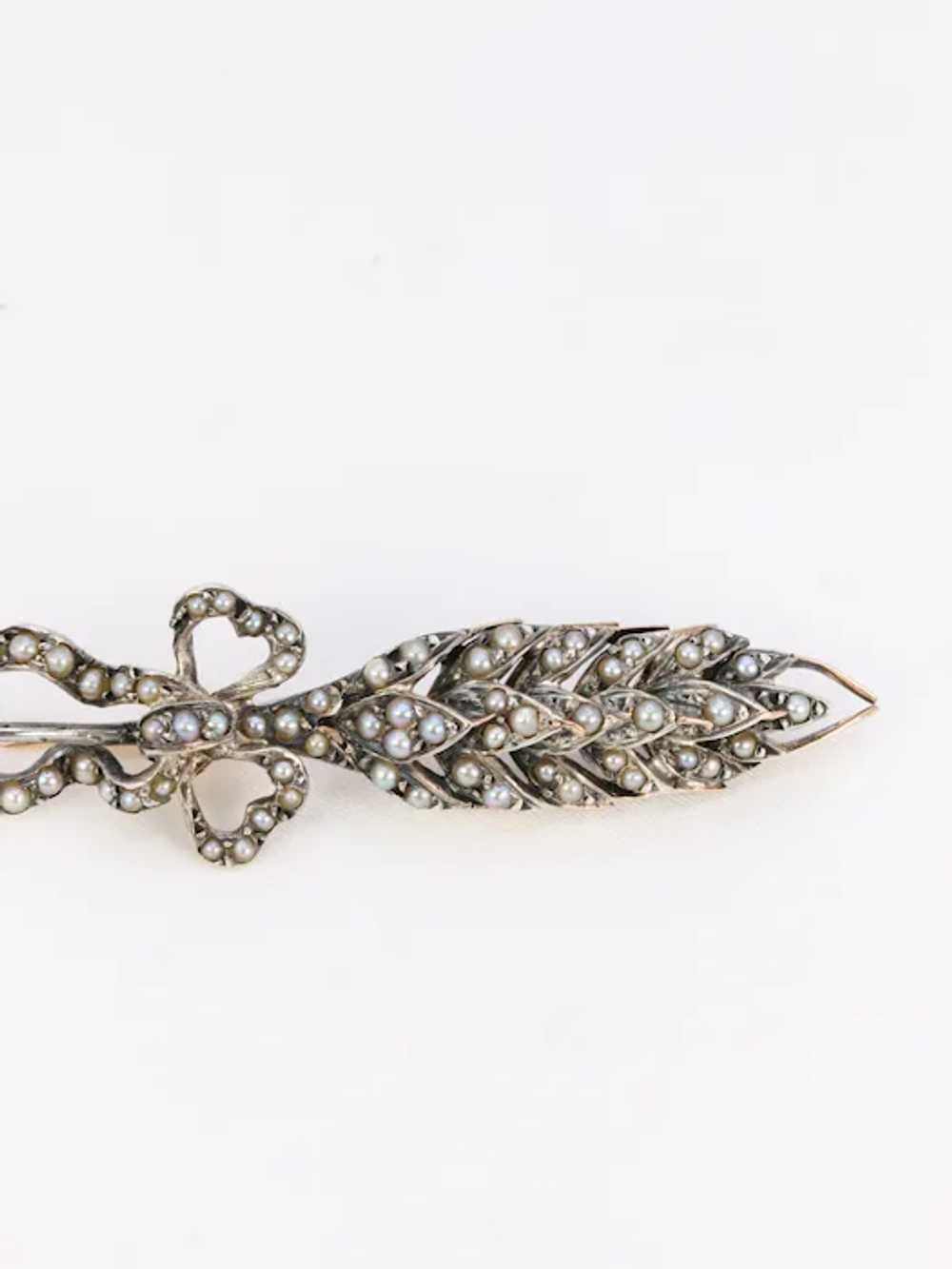 Antique corn brooch in gold, silver and natural p… - image 5