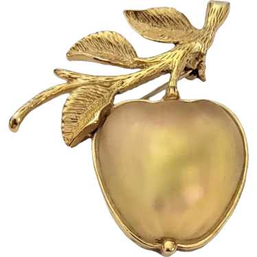 Sarah Coventry Golden Frosted Glass Apple Stone B… - image 1