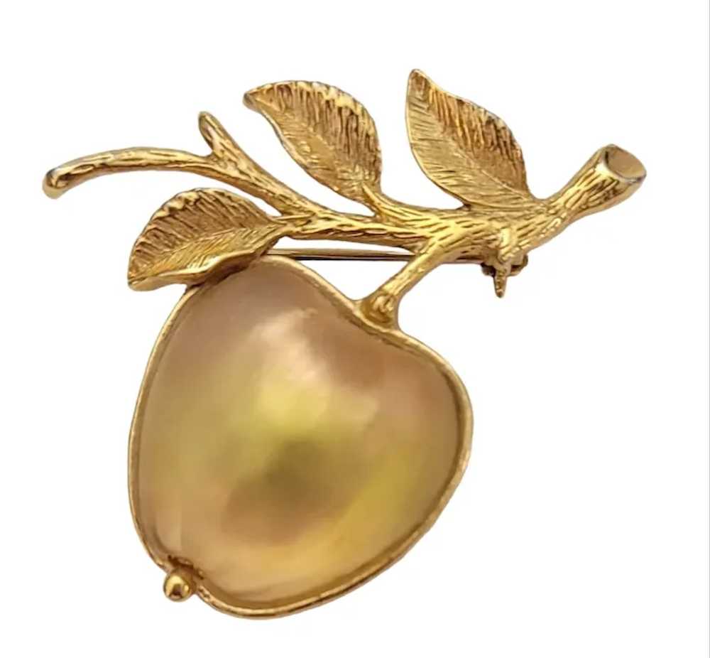 Sarah Coventry Golden Frosted Glass Apple Stone B… - image 2