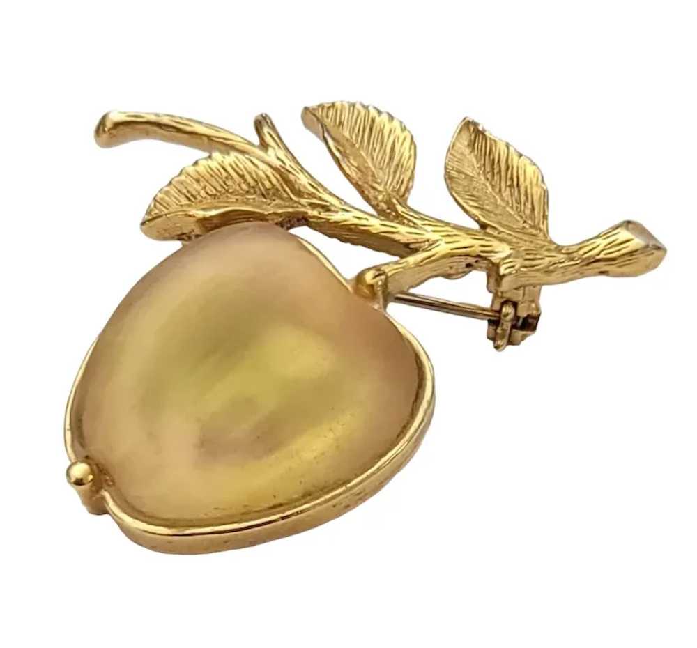 Sarah Coventry Golden Frosted Glass Apple Stone B… - image 4