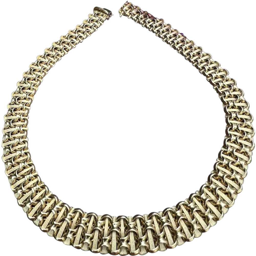 14K Yellow Gold Cleopatra Choker Necklace - image 1