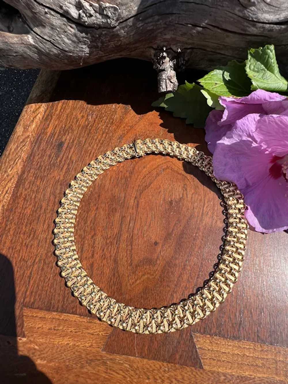 14K Yellow Gold Cleopatra Choker Necklace - image 2
