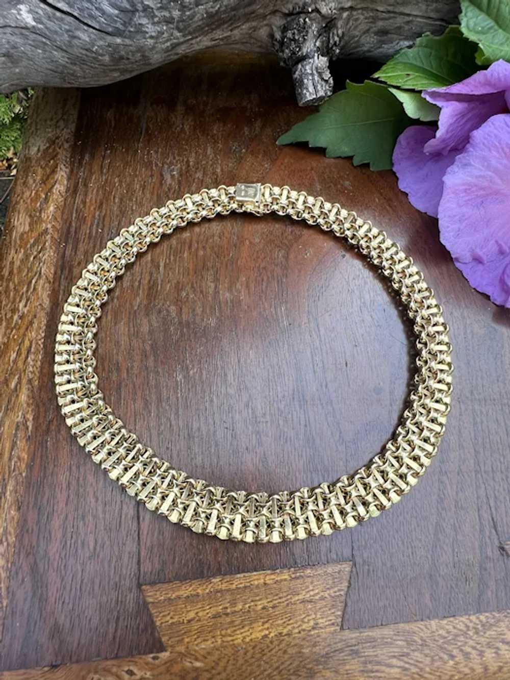 14K Yellow Gold Cleopatra Choker Necklace - image 5