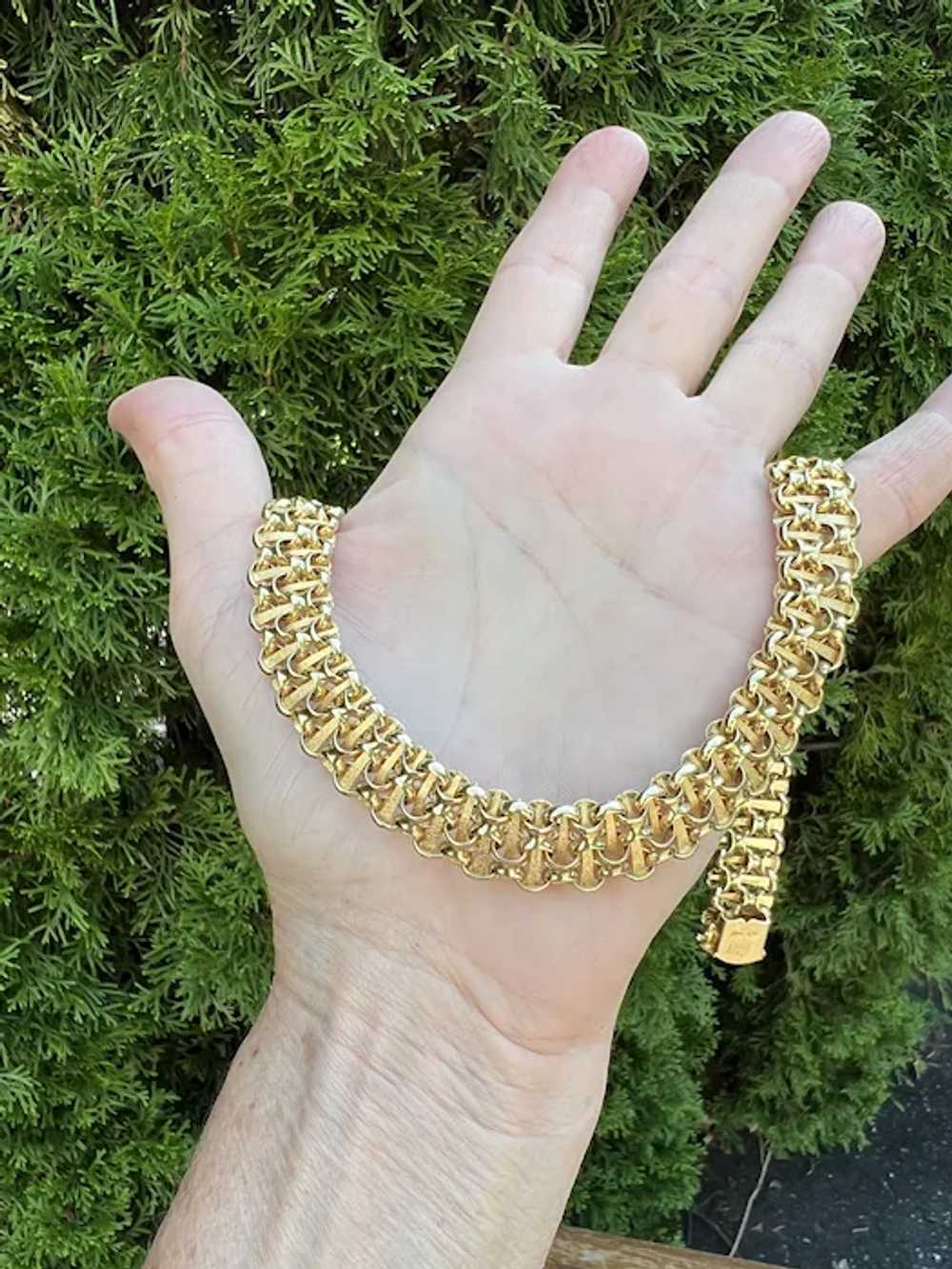 14K Yellow Gold Cleopatra Choker Necklace - image 8